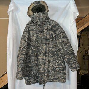 USAF Air Force ABU Camo Type N3B Extreme Cold Weather Parka Jacket Large